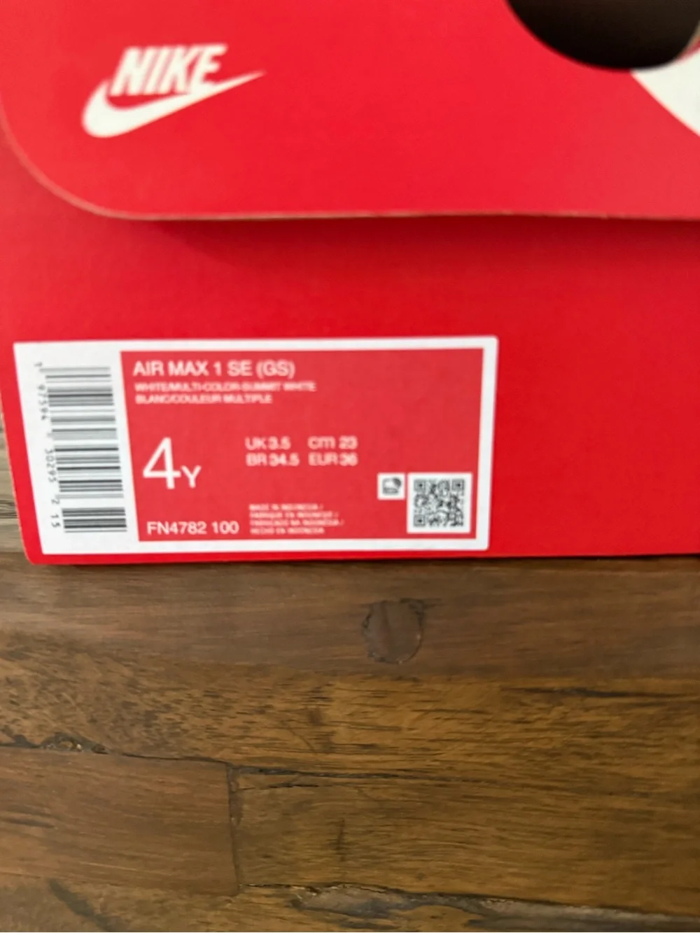 Nike Air Max 1 SE GS 4Y White Multi Color Embroidered FN4782-100 NEW